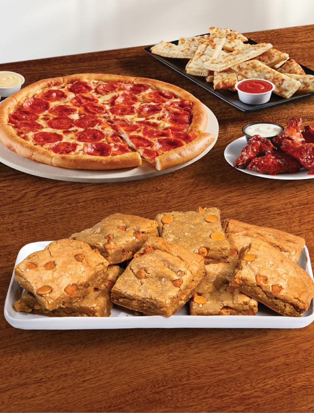 Buy one get one large free pizza deal