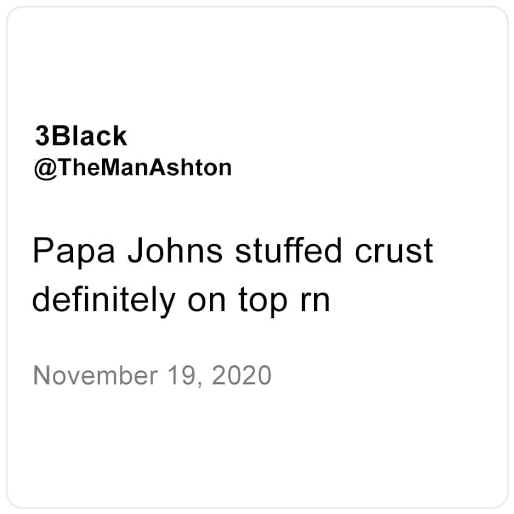Tweet de Ashton sobre la Stuffed Crust