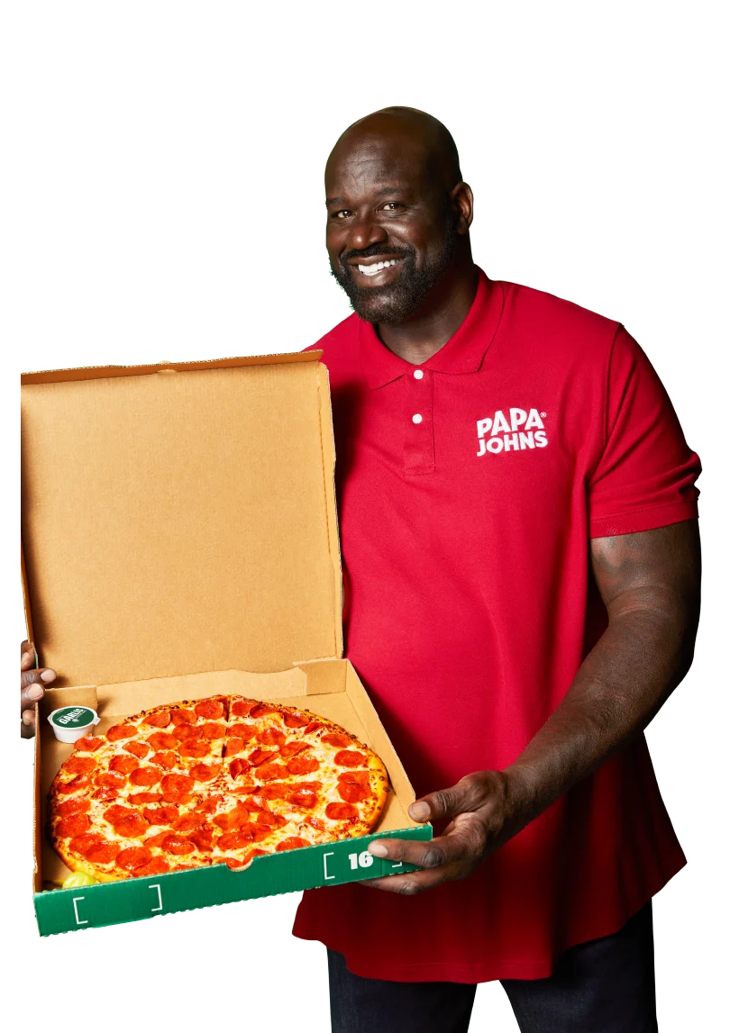 Shaq with Pizza Box