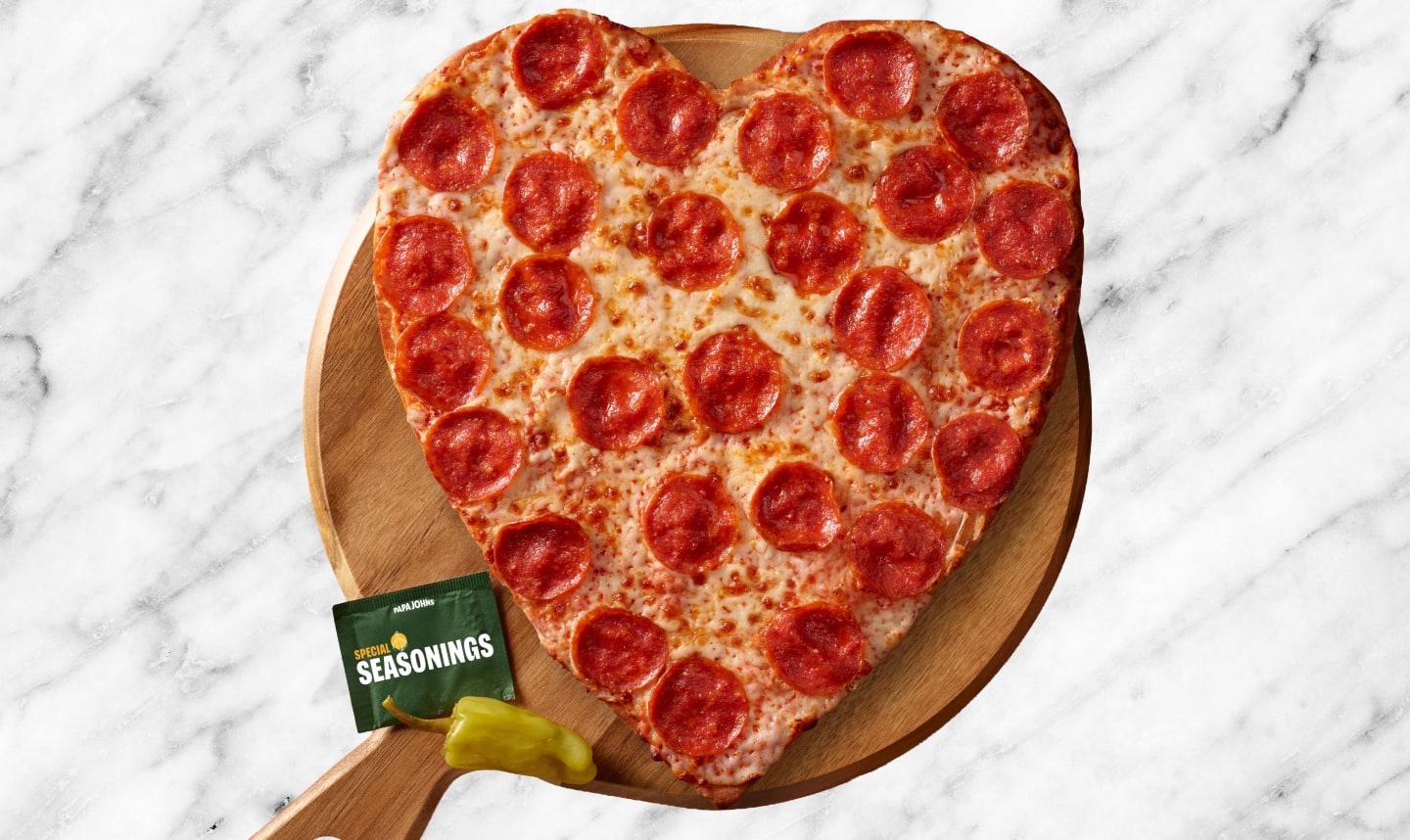 Papa Johns pepperoni heart shaped pizza
