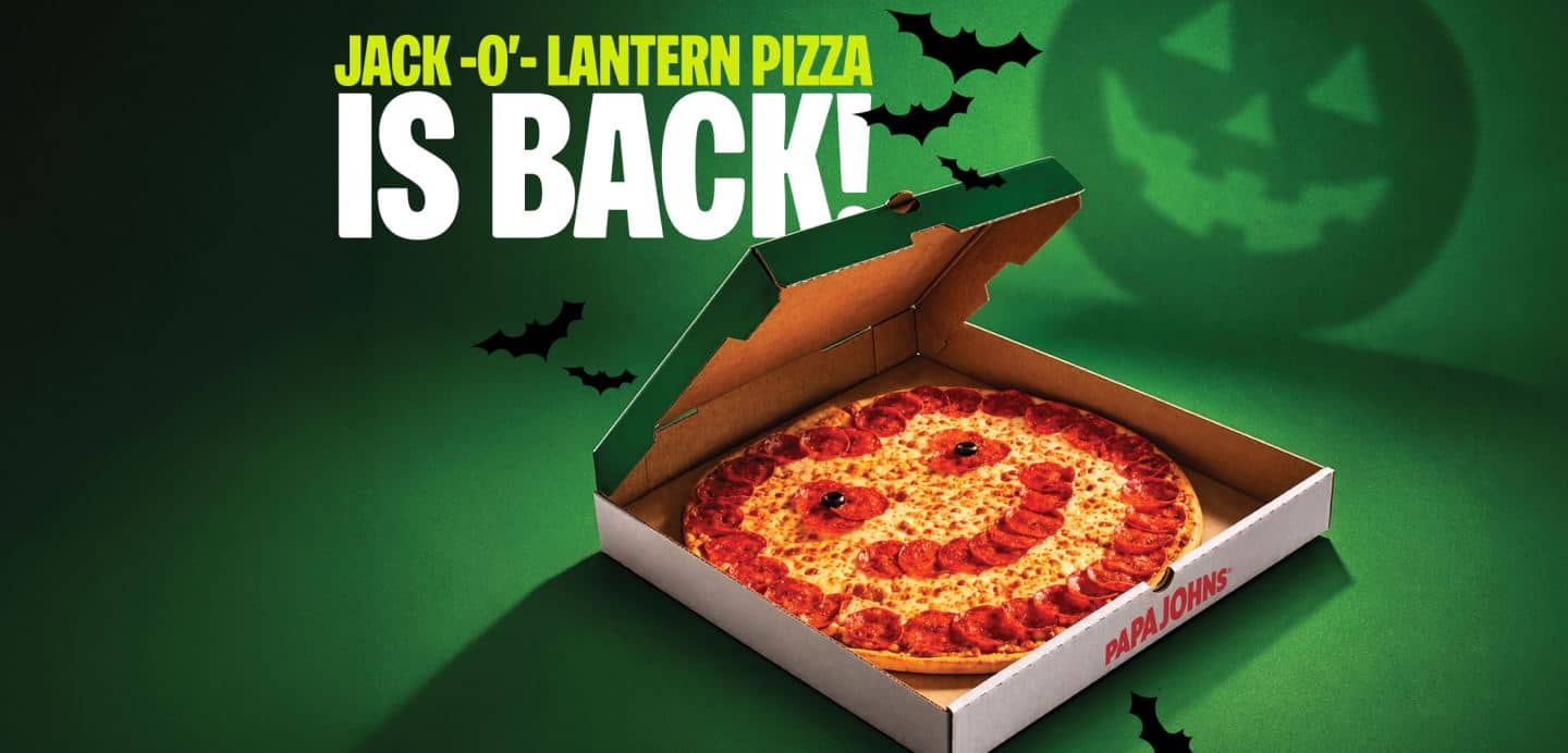 Papa Johns Jack-O'-Lantern pizza